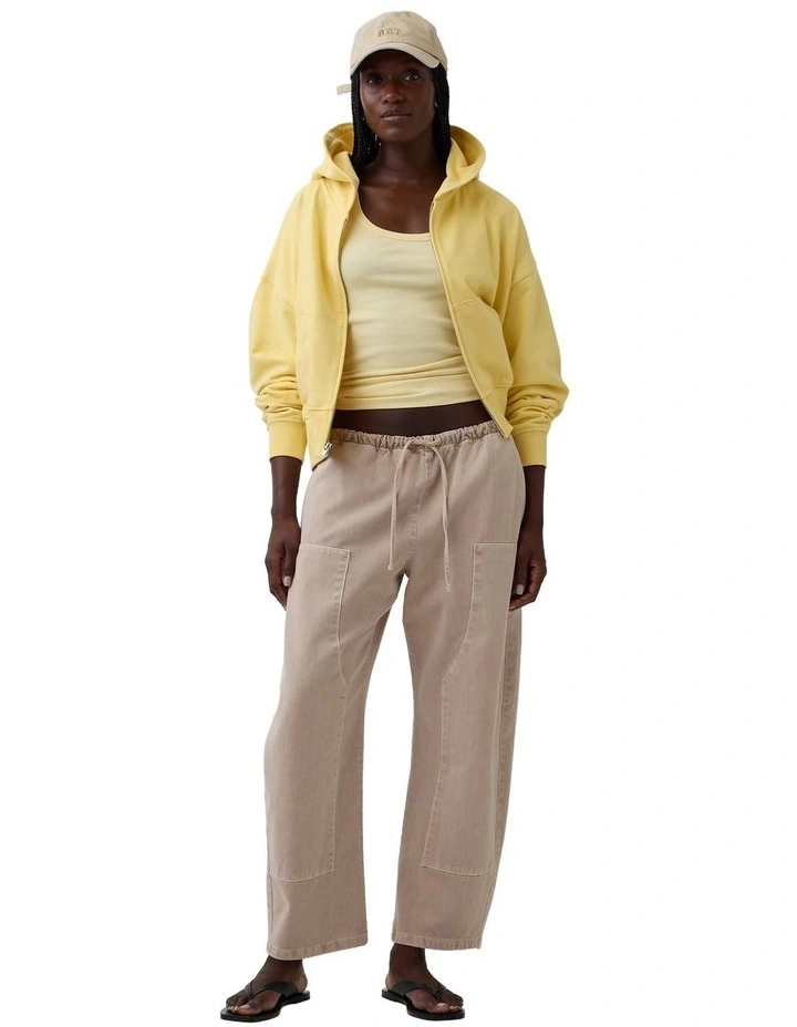 Easy Double-Knee Barrel Pants in Beige image 4
