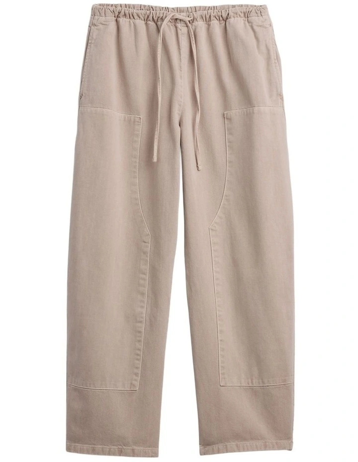 Easy Double-Knee Barrel Pants in Beige image 6