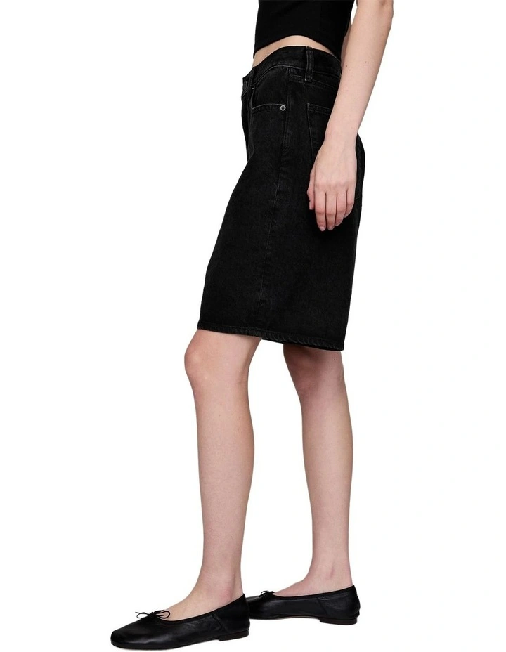 Denim Longline Shorts in True Black image 3