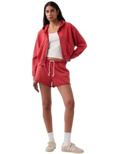 Vintage Soft Terry Relaxed Sweat Shorts 3.5" in Red