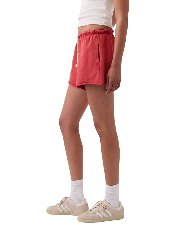 Vintage Soft Terry Relaxed Sweat Shorts 3.5" in Red image 3