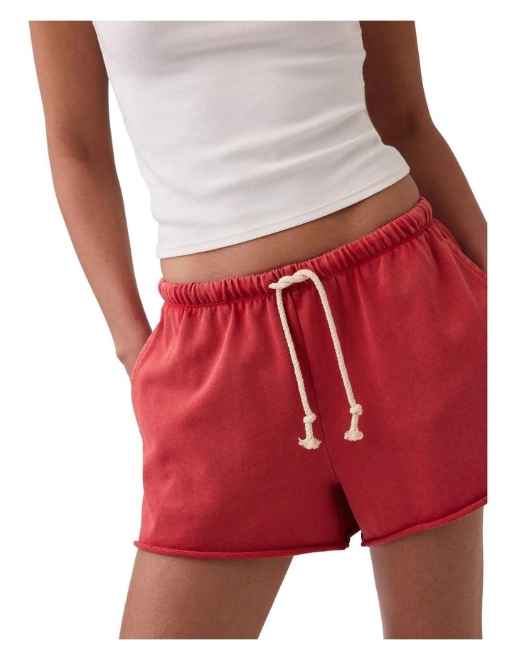 Vintage Soft Terry Relaxed Sweat Shorts 3.5" in Red image 5