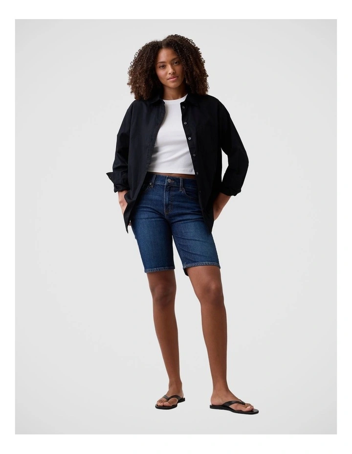 9 Mid Rise Soft Denim Bermuda Shorts image 1