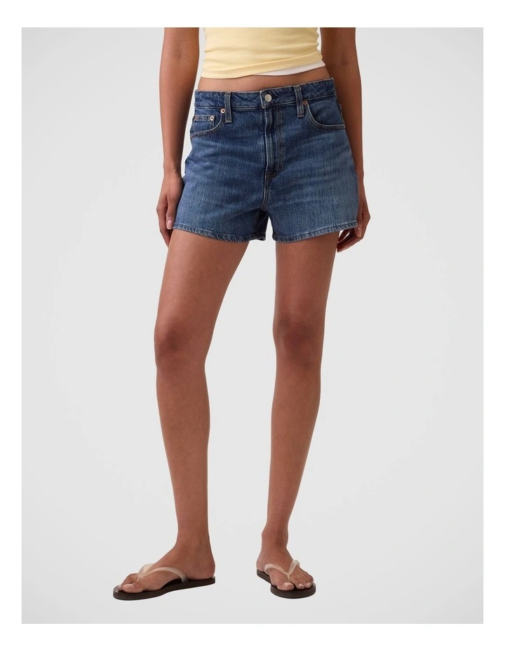 3.5 High Rise Relaxed Straight Denim Shorts image 1