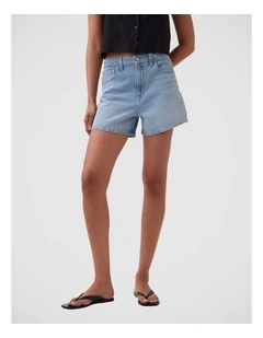3.5 High Rise Relaxed Straight Denim Shorts