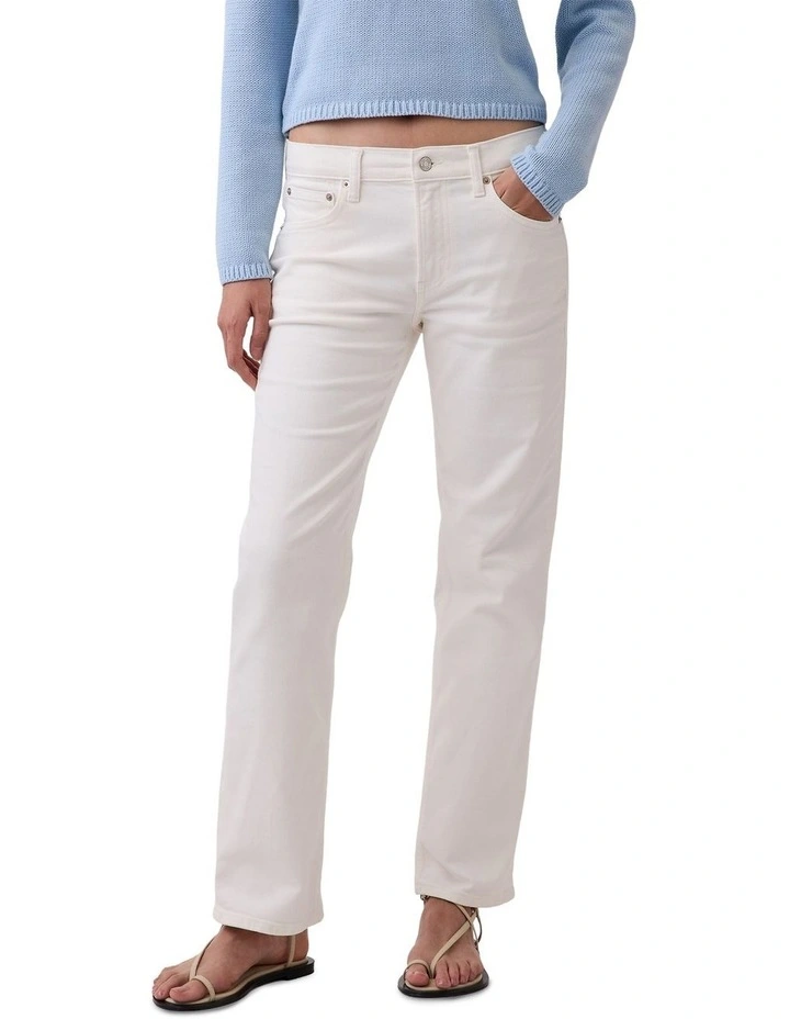 Relaxed Straight Winter Jeans in White image 1