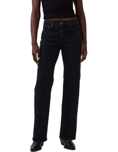 Relaxed Straight Jeans in Black Petal