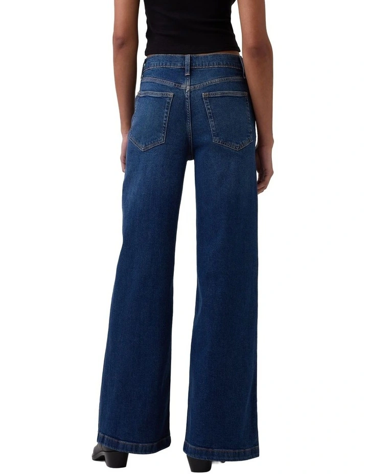 High Rise Stride Wide-Leg Jeans in Blue image 2