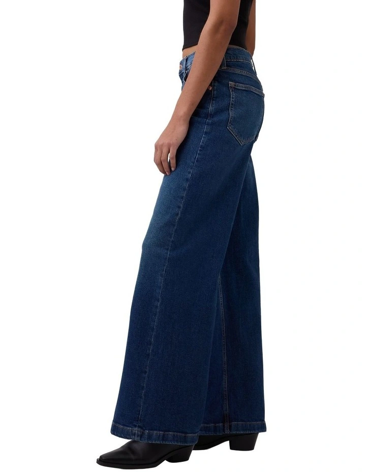 High Rise Stride Wide-Leg Jeans in Blue image 3