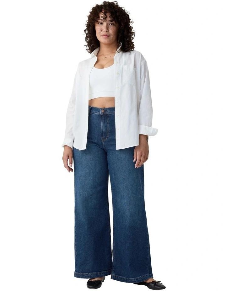 High Rise Stride Wide-Leg Jeans in Blue image 5