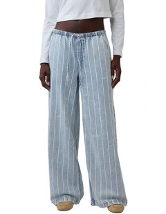 Mid Rise UltraSoft Easy Baggy Jeans in Varsity Stripe