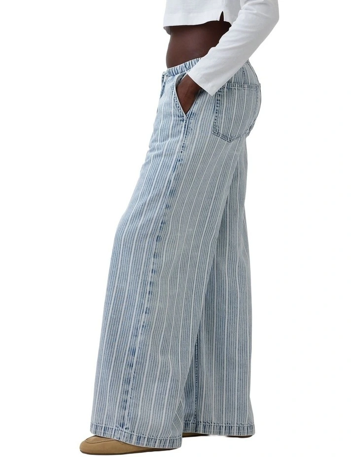 Mid Rise UltraSoft Easy Baggy Jeans in Varsity Stripe image 3