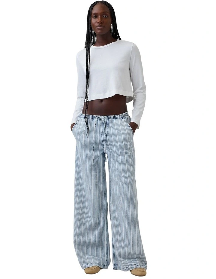 Mid Rise UltraSoft Easy Baggy Jeans in Varsity Stripe image 4