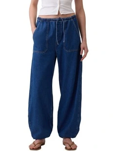High Rise UltraSoft Easy Barrel Jeans in Dark Wash