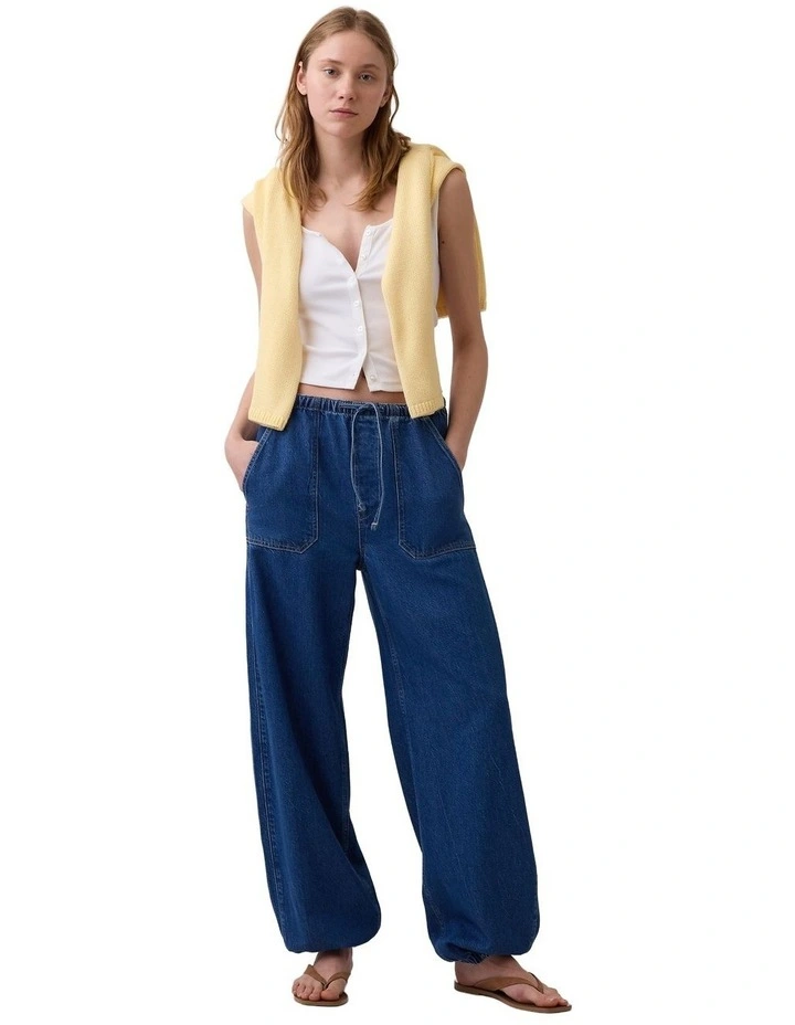 High Rise UltraSoft Easy Barrel Jeans in Dark Wash image 4