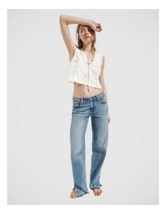 Low Rise '90s Loose Split-Hem Jeans