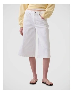 High Rise Culotte Jeans in Fresh White
