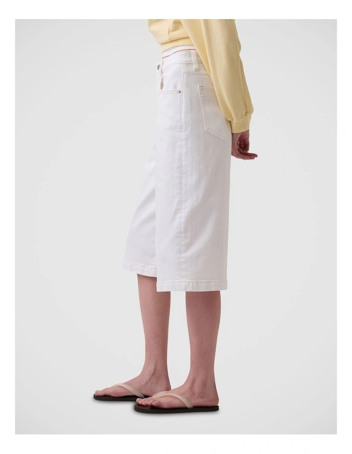 High Rise Culotte Jeans in Fresh White image 3