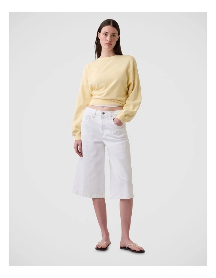 High Rise Culotte Jeans in Fresh White image 4