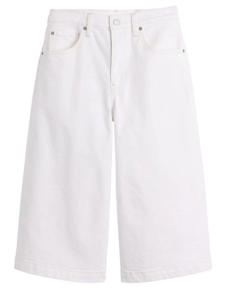 High Rise Culotte Jeans in Fresh White image 5