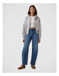 High Rise Barrel Jeans in Medium Indigo
