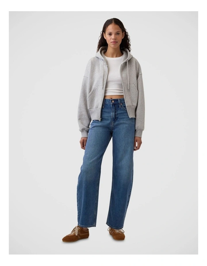 High Rise Barrel Jeans in Medium Indigo image 1