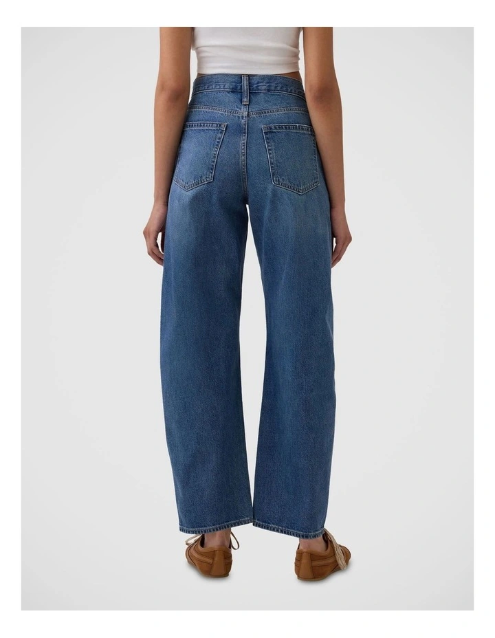 High Rise Barrel Jeans in Medium Indigo image 4
