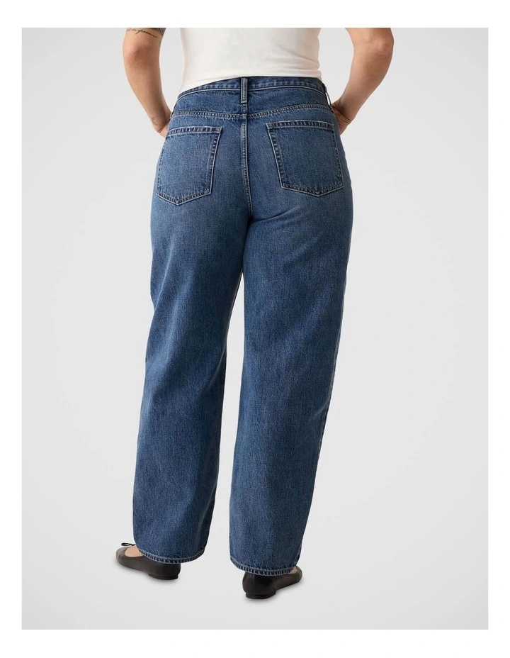 High Rise Barrel Jeans in Medium Indigo image 5