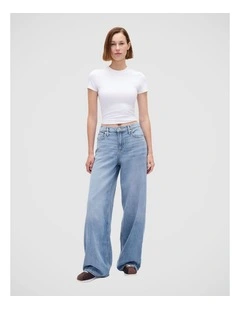 Mid Rise UltraSoft Baggy Jeans in Blue
