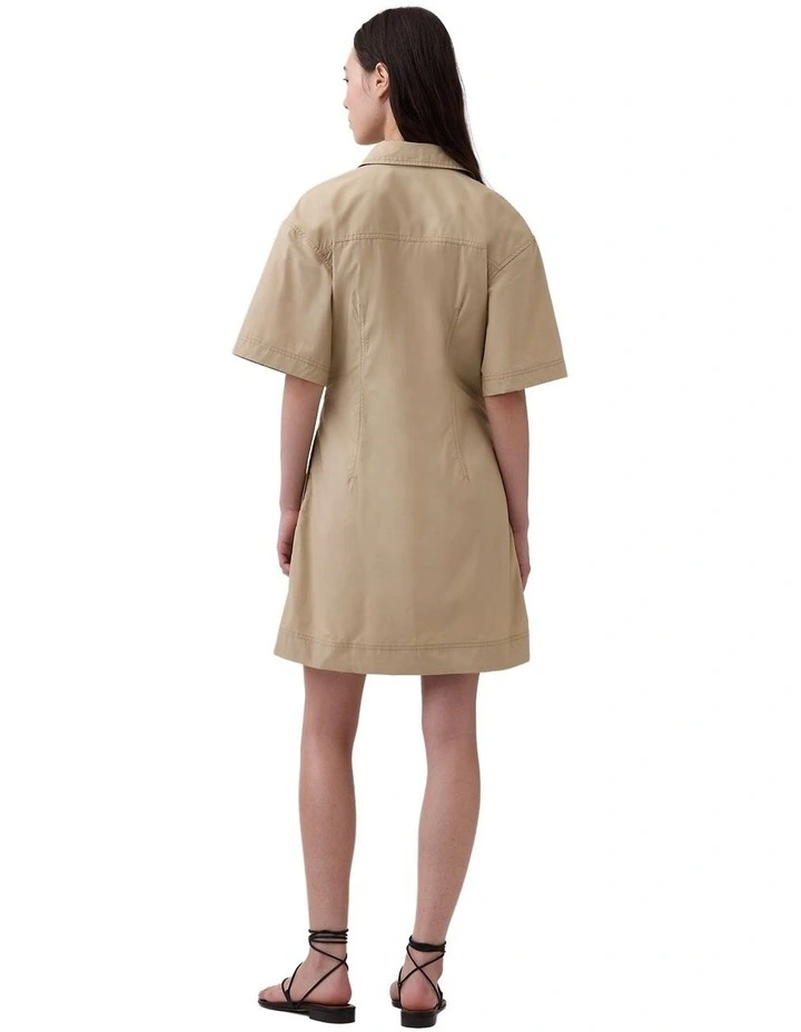 Ss Fitted Mini Shirtdress in Beige image 2