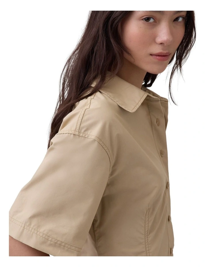 Ss Fitted Mini Shirtdress in Beige image 4