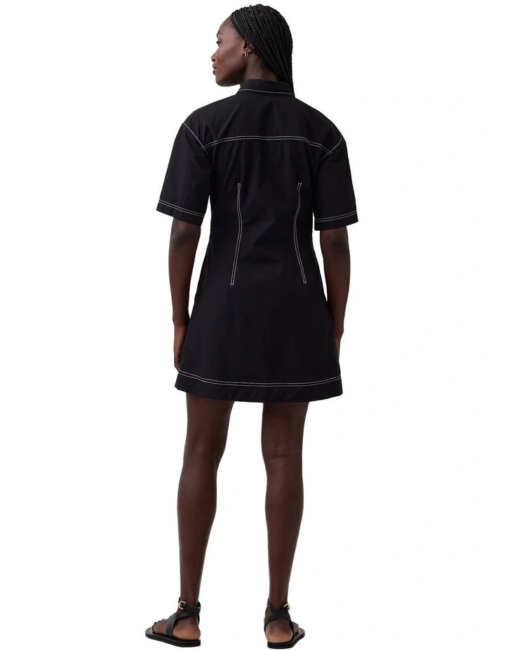 Ss Fitted Mini Shirtdress in Black image 2
