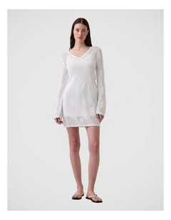 Pointelle Sweater Mini Dress