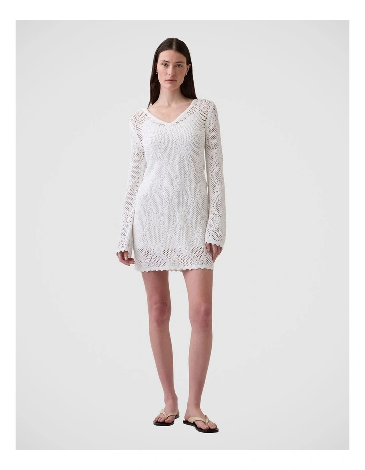 Pointelle Sweater Mini Dress image 1