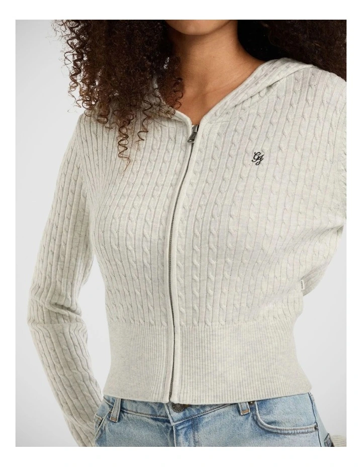 Gj Ls Cable Hoodie Cardi image 3