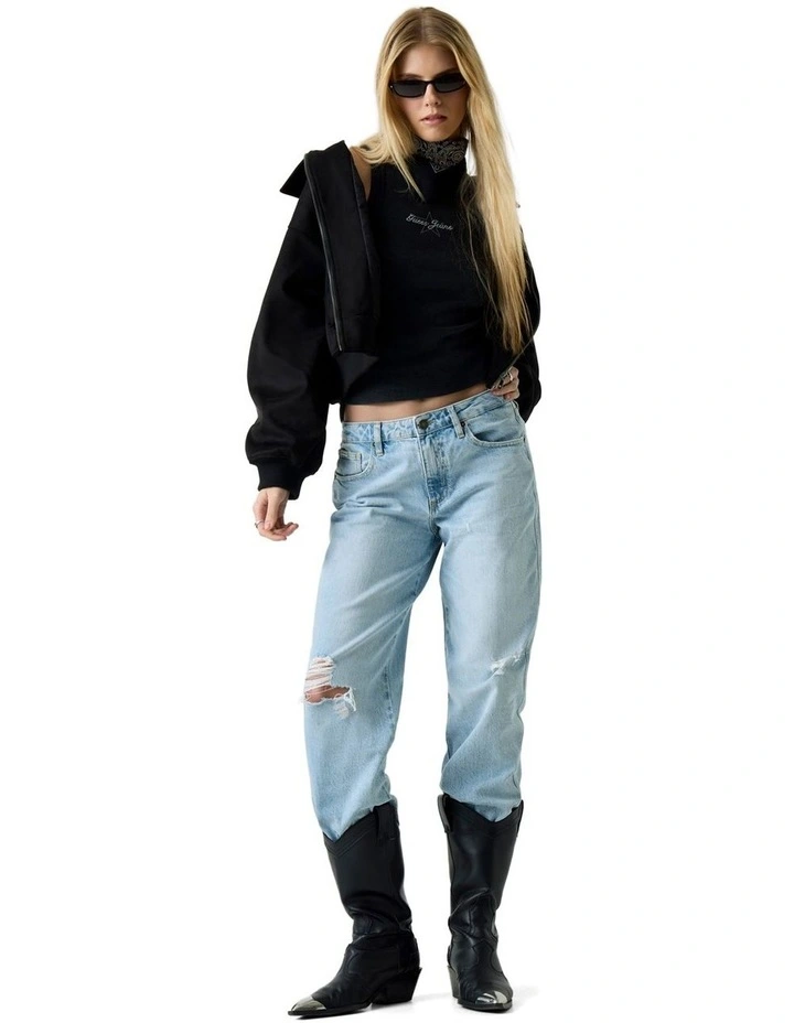 Faux Suede Bomber Jacket in Black image 2