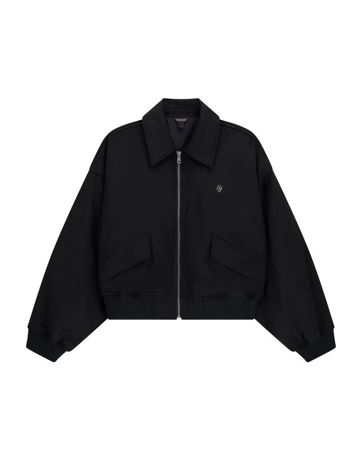 Faux Suede Bomber Jacket in Black image 5