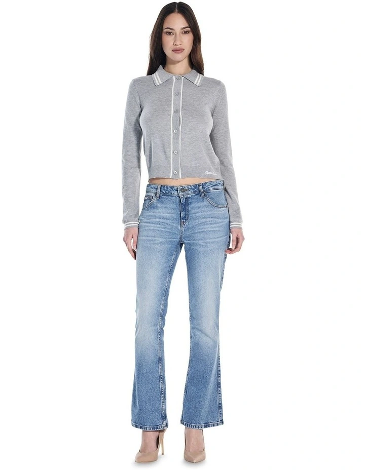 Long Sleeve Polo Embroidered Sweater in Grey image 2