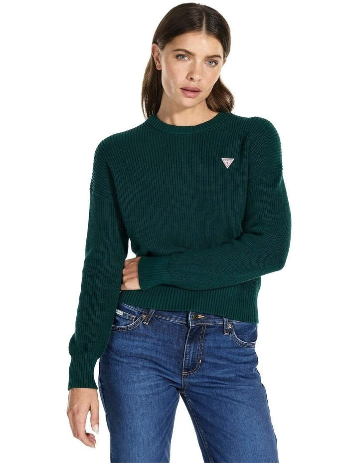 Crew Neck Mini Triangle Sweater in Black image 1