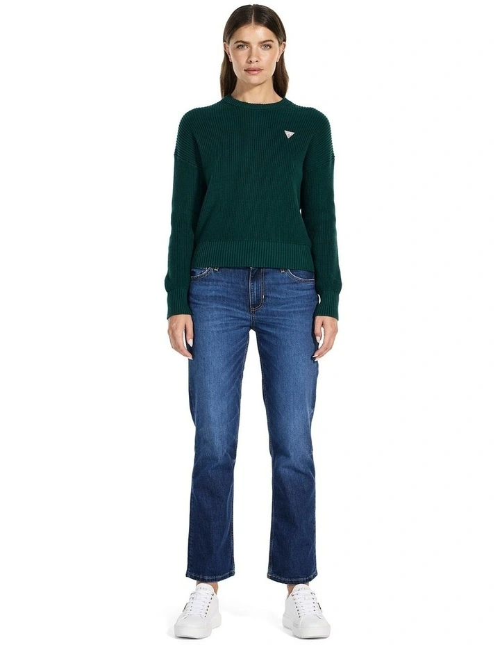 Crew Neck Mini Triangle Sweater in Black image 2