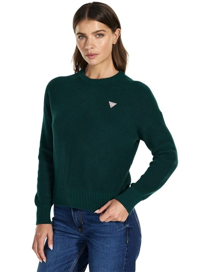 Crew Neck Mini Triangle Sweater in Black image 3