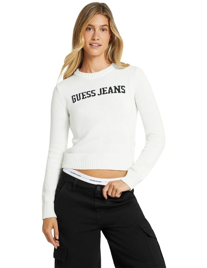 Intarsia Sweater in Warm White image 1