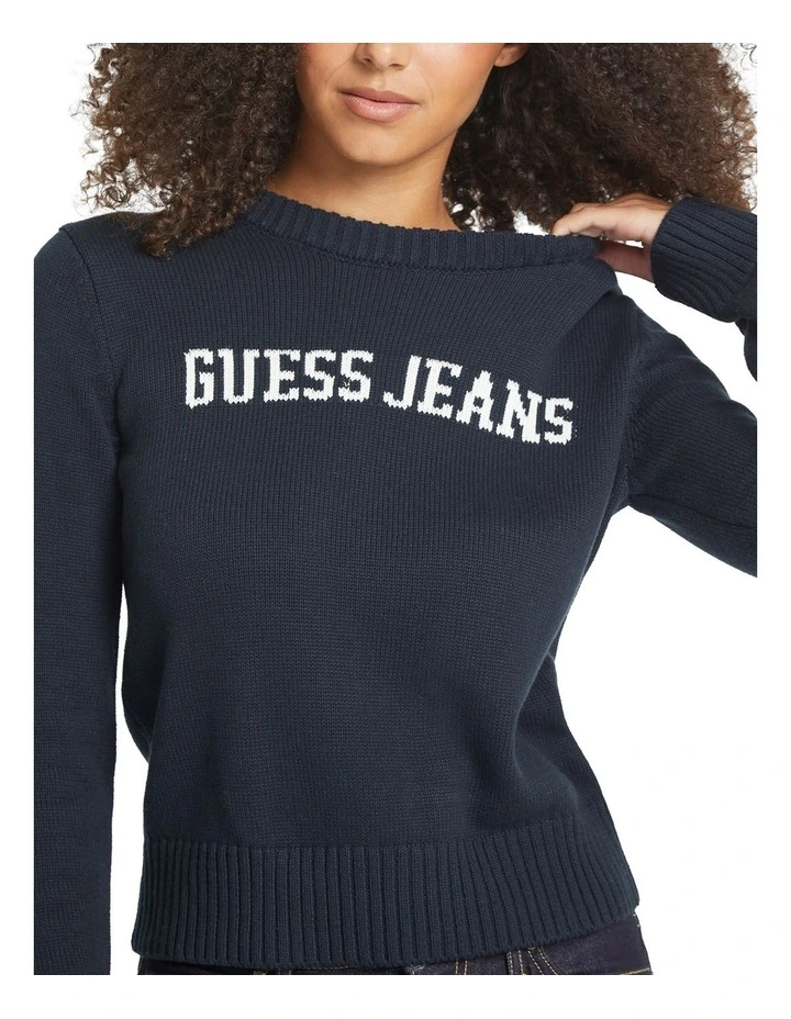 Intarsia Sweater in Daring Ocean image 2