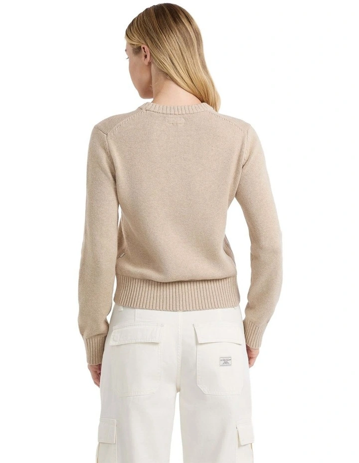 Guess Jeans Intarsia Sweater in Brown Oatmeal Heathe image 4