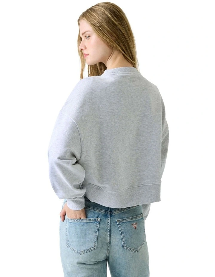 Drop Shoulder Cropped Crew Sweatshirt in Gj Lt Grey Heather image 4