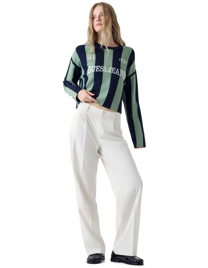 Striped Sweater in Green And Blue Strip image 2