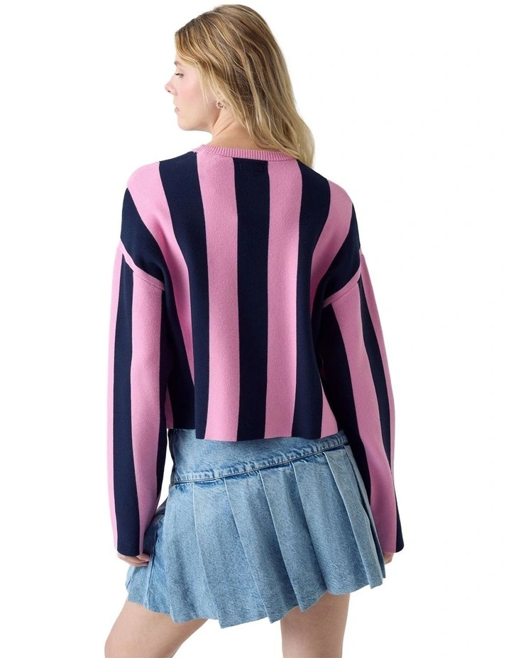 Striped Sweater in Pink/Blue Stripe image 3