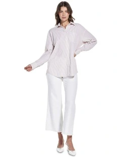 Long Sleeve Oversize Pockets Shirt in Tan