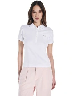 Short Sleeve Slim Polo in White