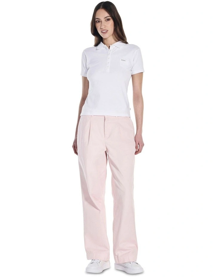 Short Sleeve Slim Polo in White image 2